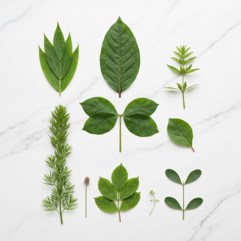 Fresh botanical elements and leaves