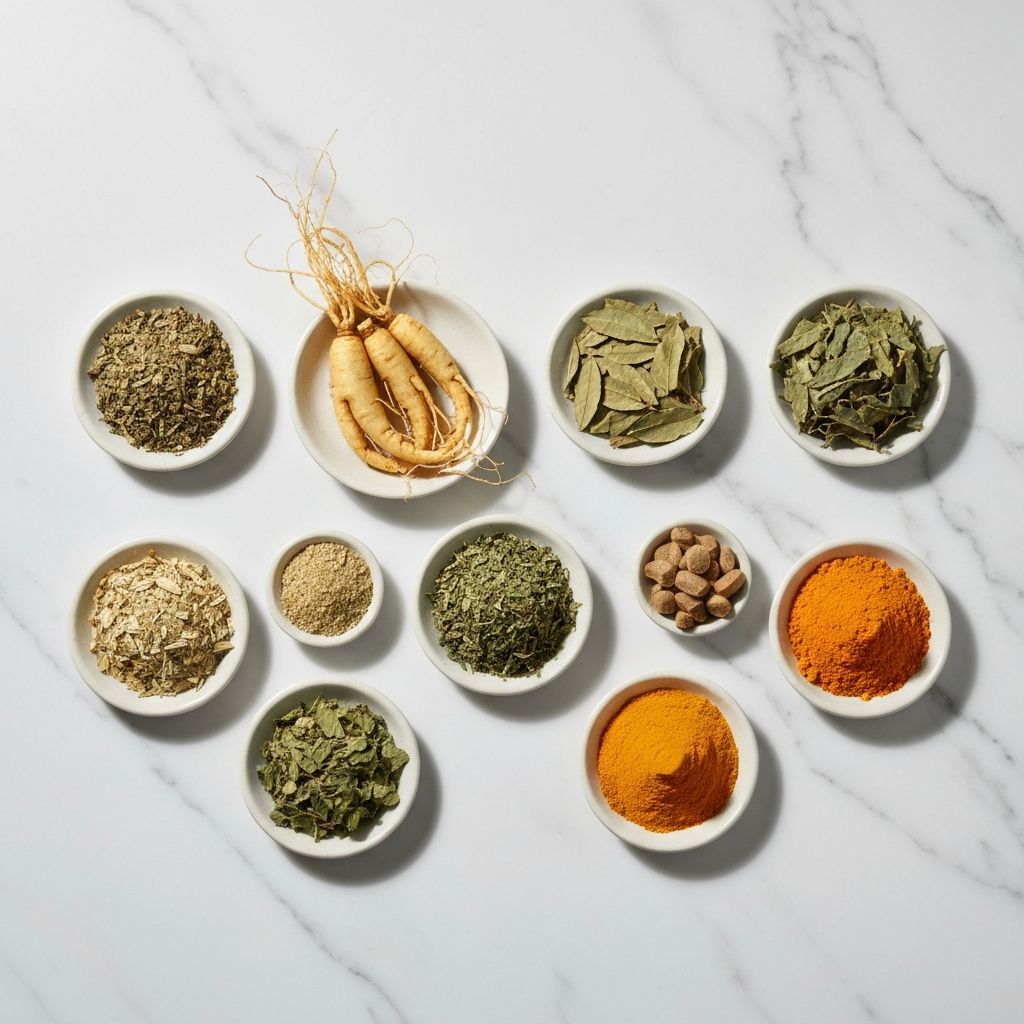 Various herbs and natural supplement ingredients
